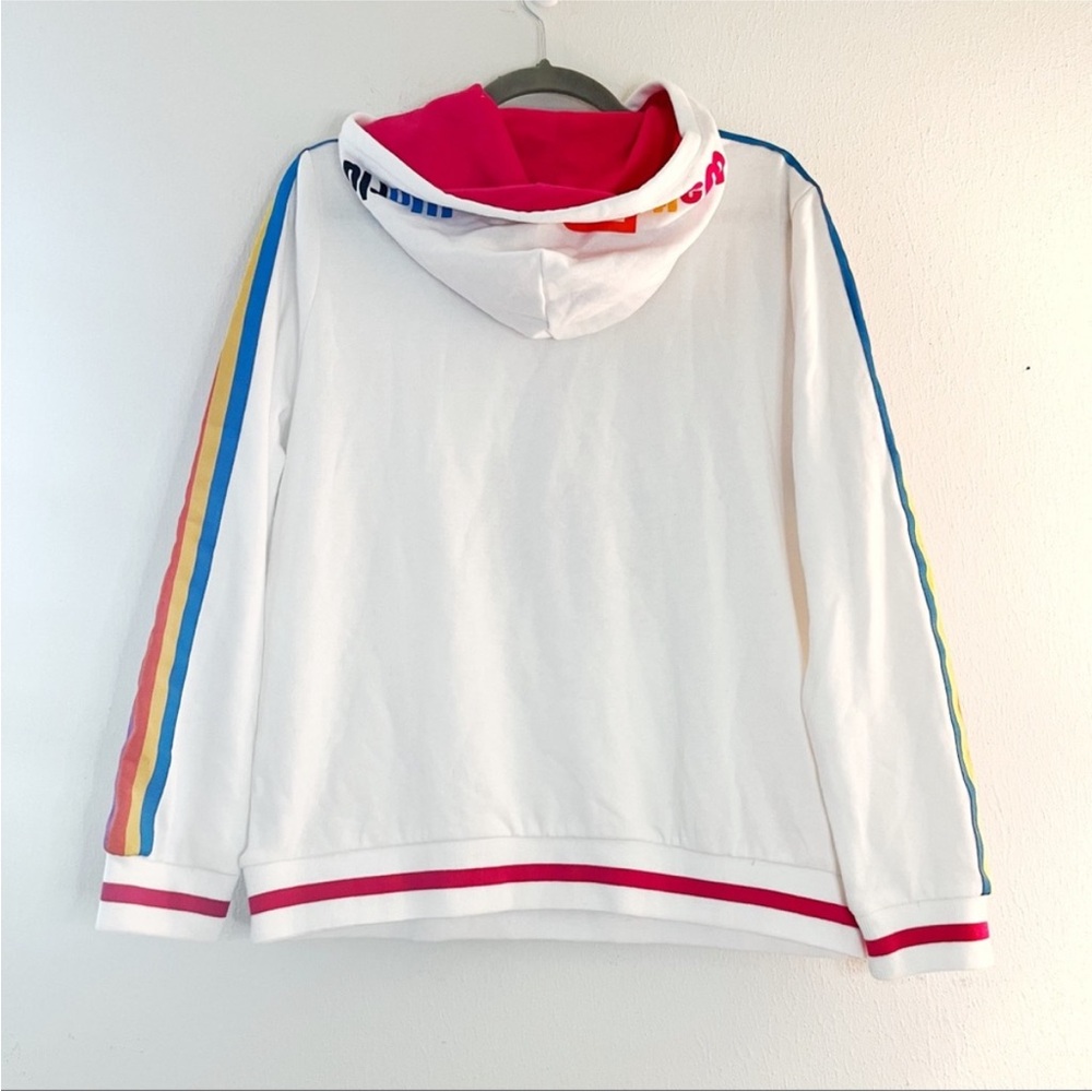 Disney Parks White Retro Stripe Castle Pullover Hoodie XL Mickey Pride Jacket - Picture 6 of 7